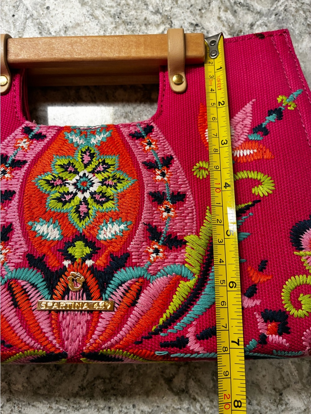 Spartina 449 Embroidered Hot Pink Women’s Shoulder Bag - Picture 7 of 8
